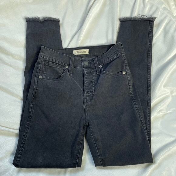MADEWELL 10" High Rise Skinny Button Fly Black Washed Jean 24 Extra Small - Picture 2 of 5